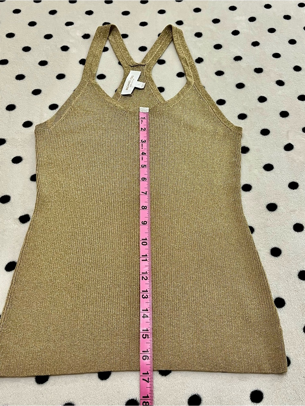Michael Kors Collection Gold Ribbed Racerback Tank Top Size L - Picture 7 of 10